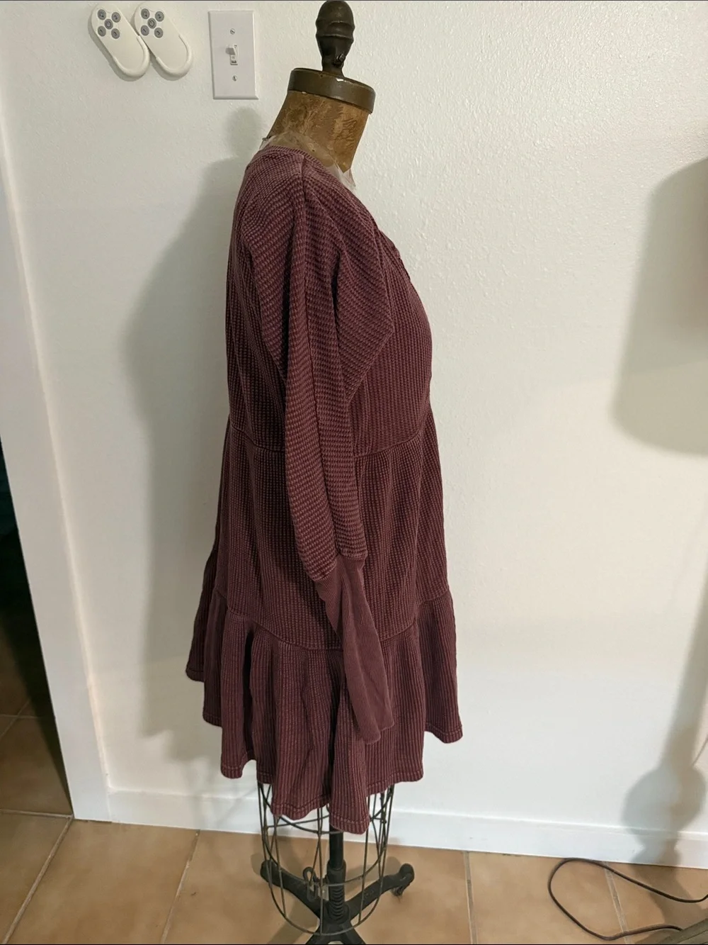 Free People Wine Jolene Oversized Long Sleeve Dress Size M